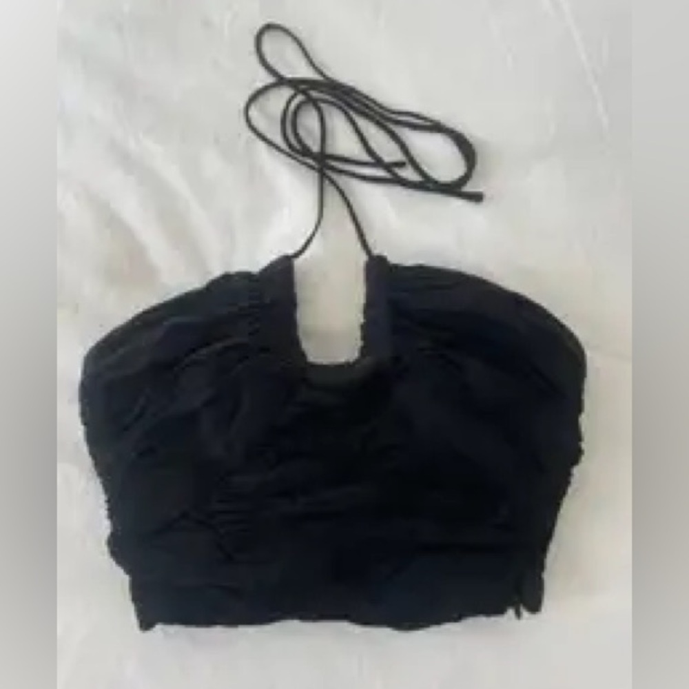 LAST CHANCE! Women's Zara Ruched Halter Tie Sleeveless Crop Top